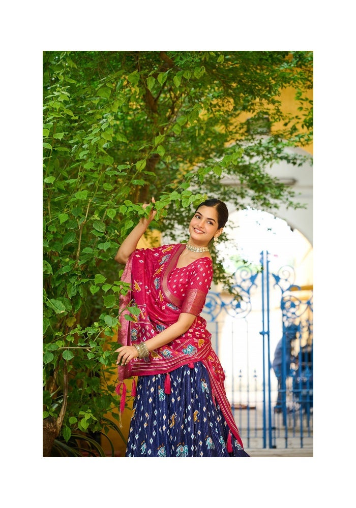 Malishka Export Lehenga Choli Set for Women in Blue and Pink - Image 2